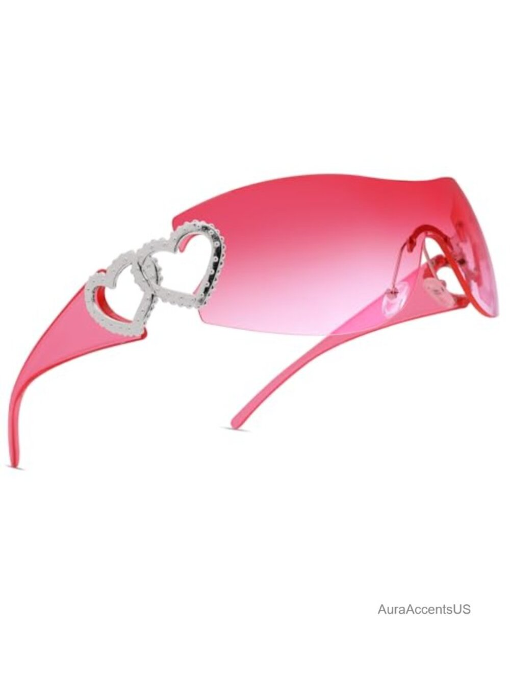 Rimless Wrap Around Oversized Sunglasses UV400 Women Fashion Shades